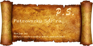 Petrovszky Sára névjegykártya